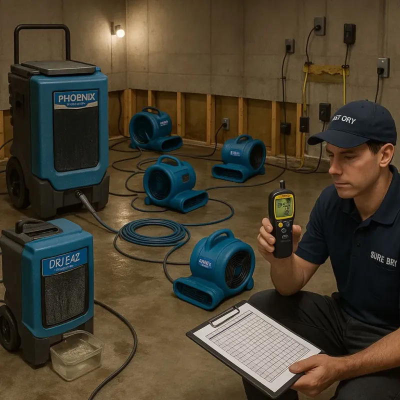 Structural Drying and Dehumidification process in New Johnsonville, TN